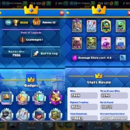 KT15 | LvL56 |(6Cards LvL15 || 57Cards LvL14) | 72Emotes | 214KGolds | 6Tower Skins| 110Cards | Q423 0